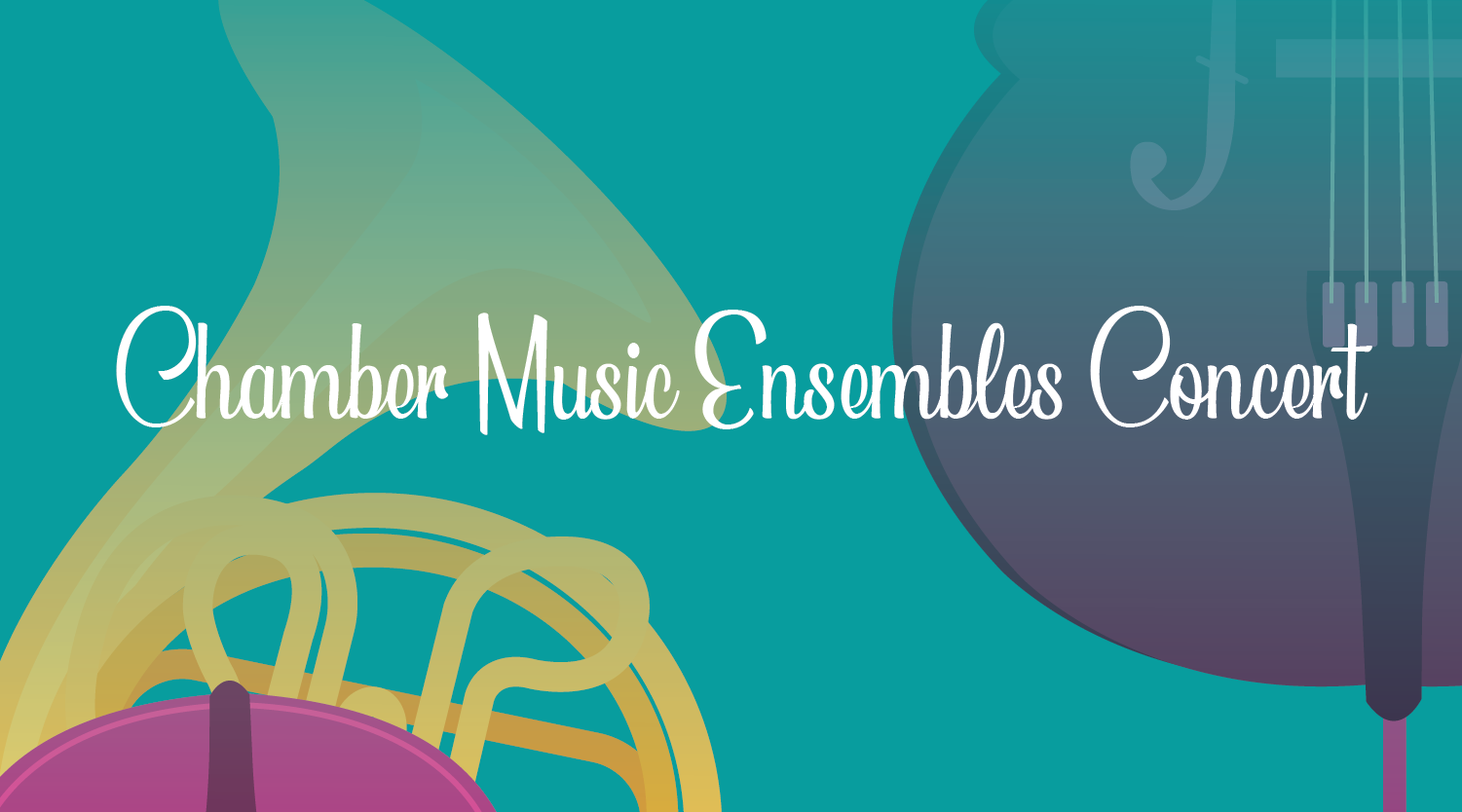 Creative Arts Series Event banner depicting music instruments with chamber music ensembles.