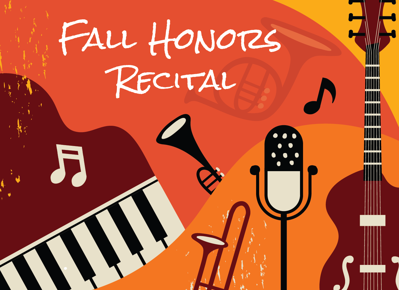 Creative Arts Series Event banner depicting music instruments.