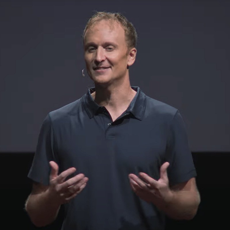 man talking to audience