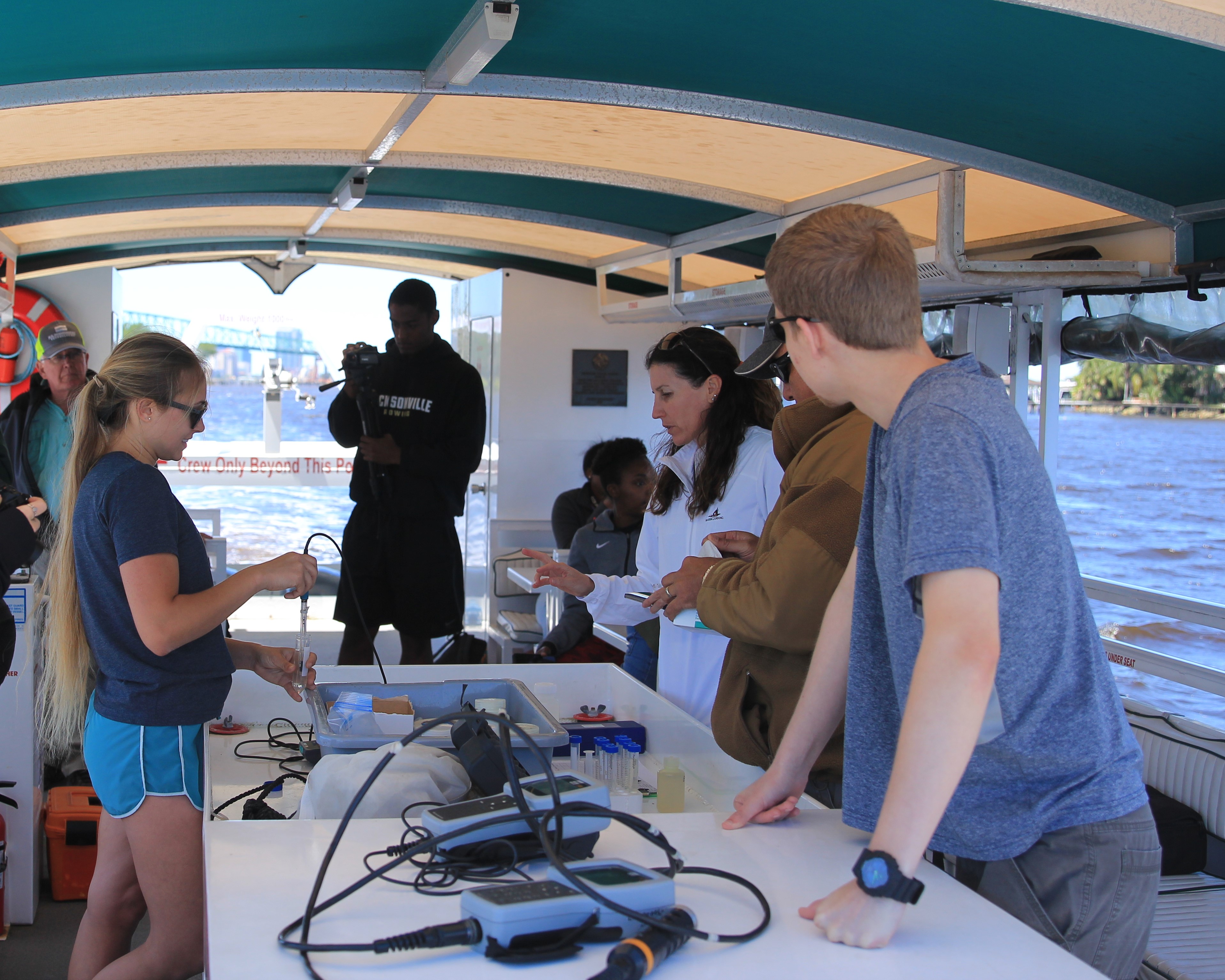 Research team on a boat