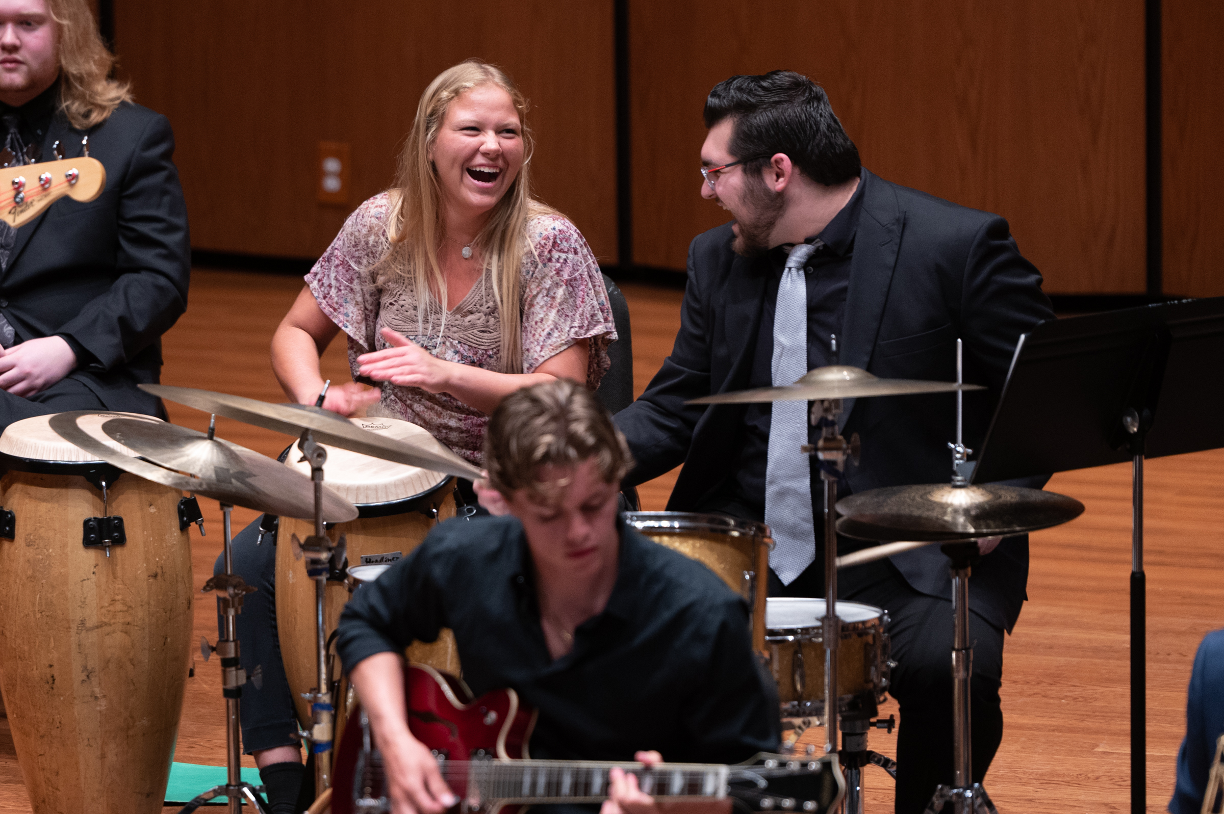 jazz students playing the hand drums