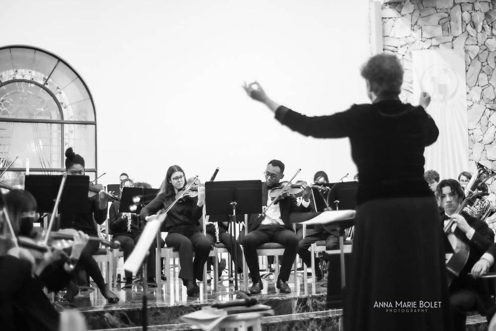 Dr. Richardson conducting at orchestra concert