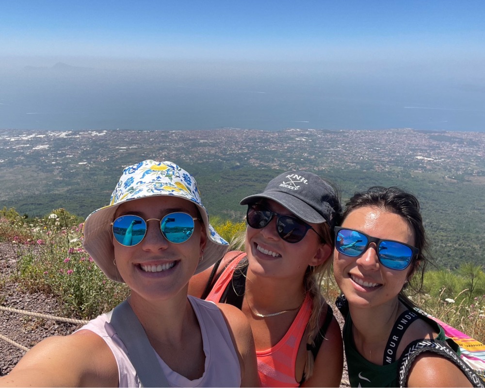 MSRI student Melanie Doan and classmates hike a volcano.