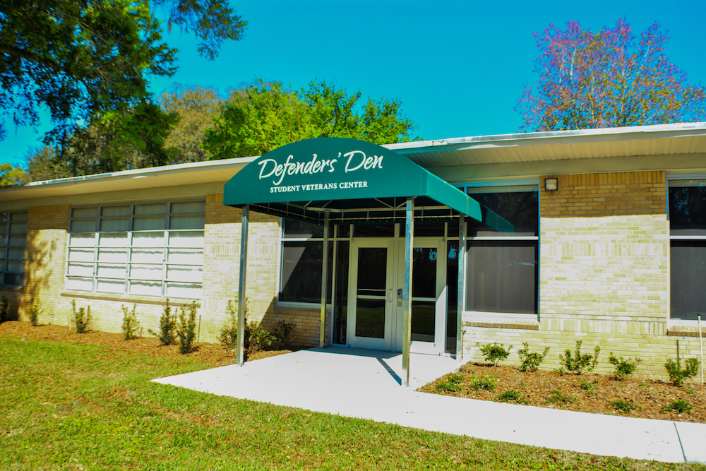 A front view of the Defendar's Den building.