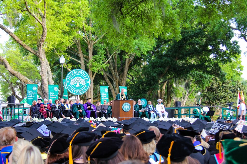 President Tim Cost '81 addresses graduates during the morning graduation ceremony