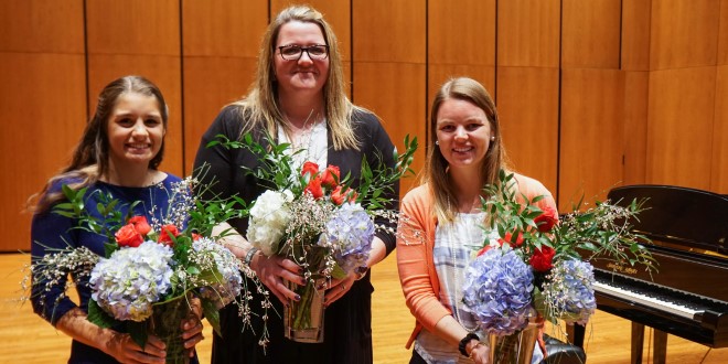 From left to right: JU Women of the Year Leticia Fontes-Ferraz, Bambi Brundage, Hannah Wilcox