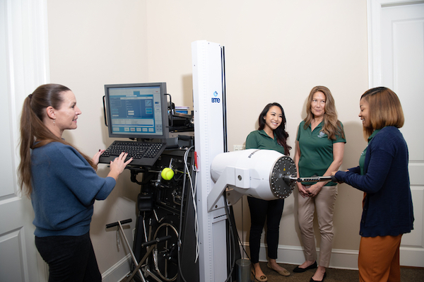 Students participating in a simulation lab