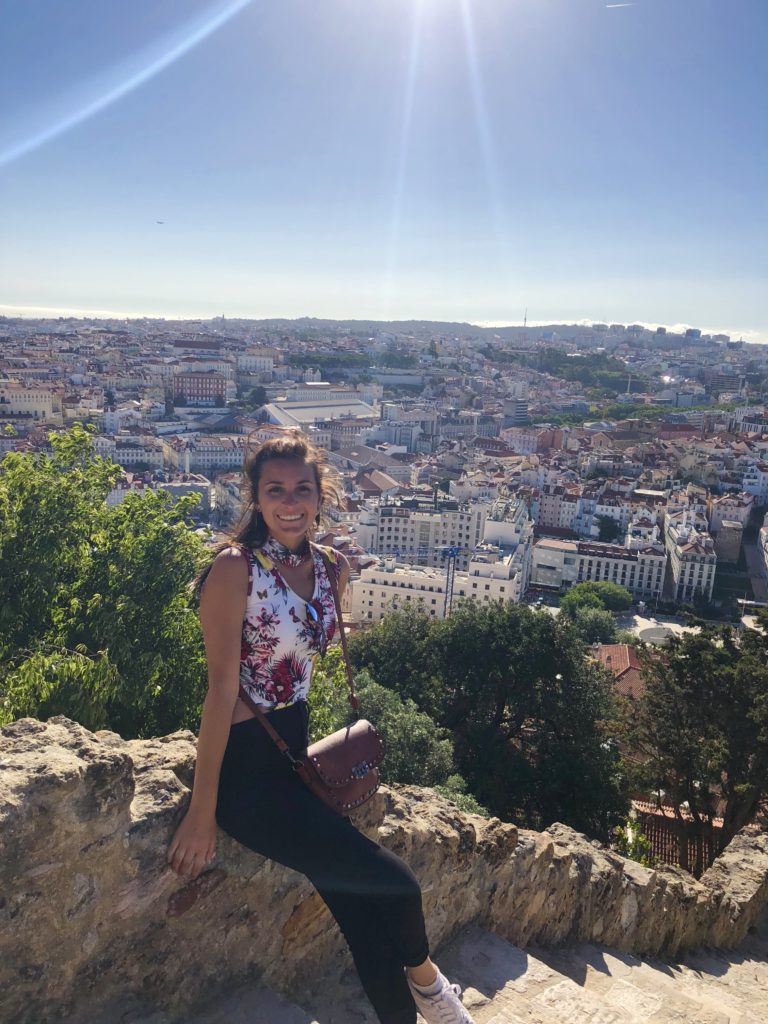 Amanda posing above the city.