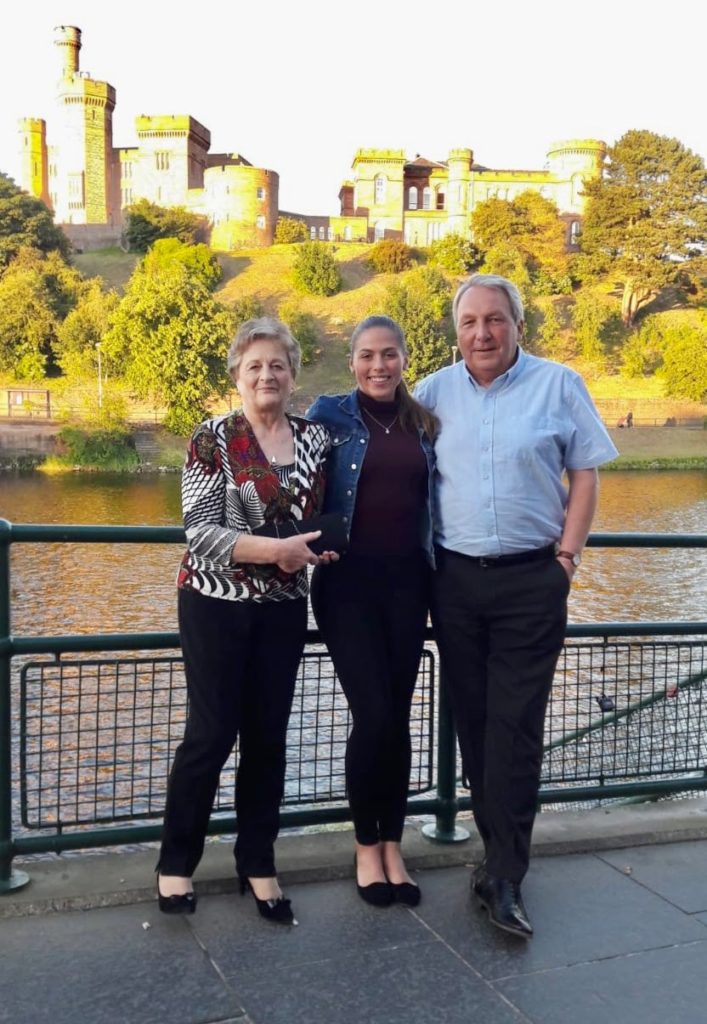 Natalia with her host family.