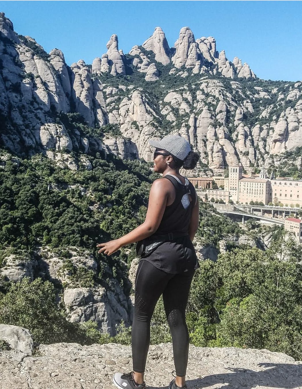 Natasha hiking above Barcelona.