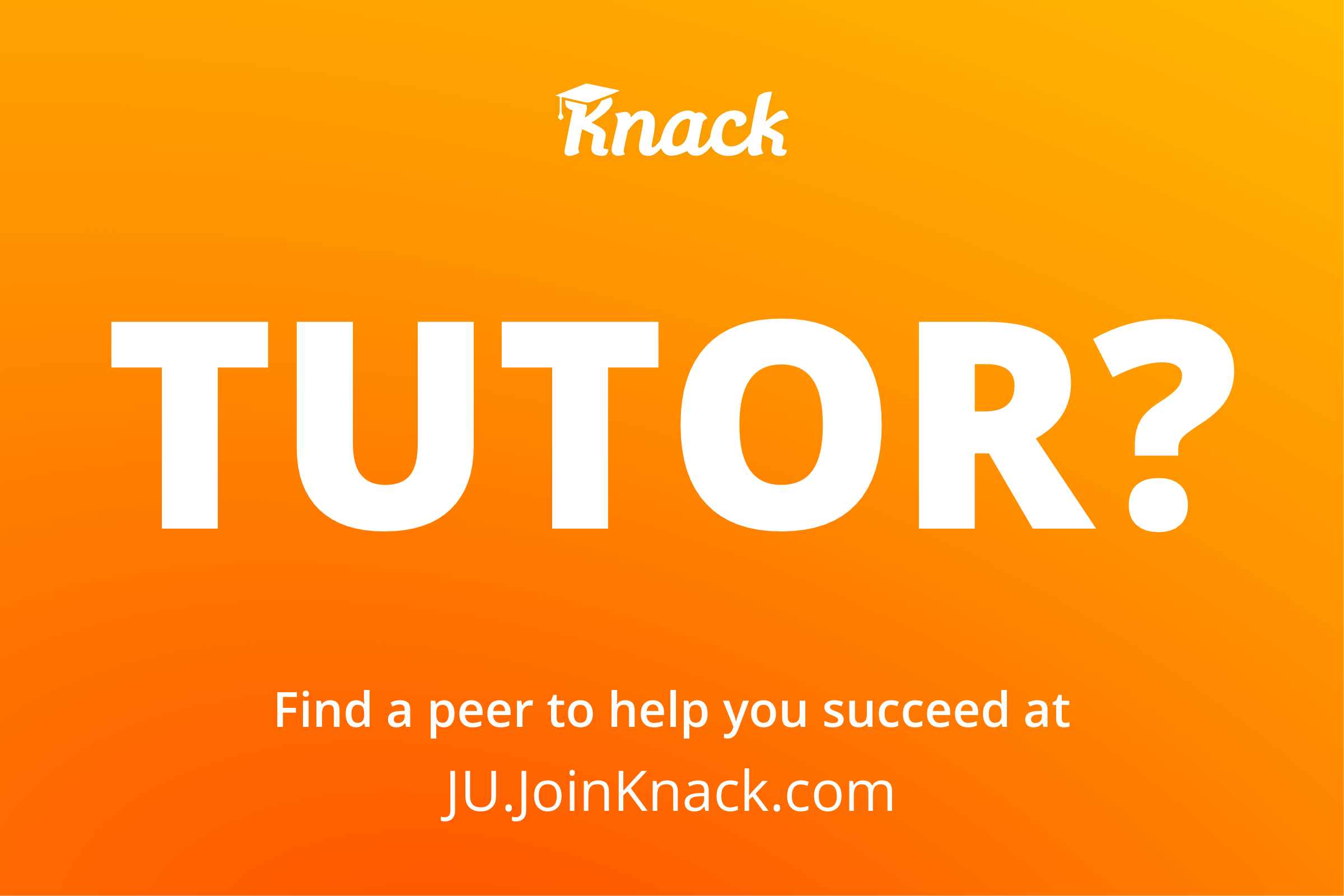 Find a peer tutoring at ju.joinknack.com